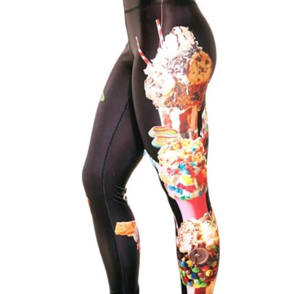 Black Ice Cream Print Women's Terez Leggings